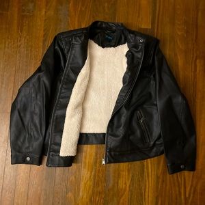 Plus Size Faux Leather Sherpa Jacket Coat 3x